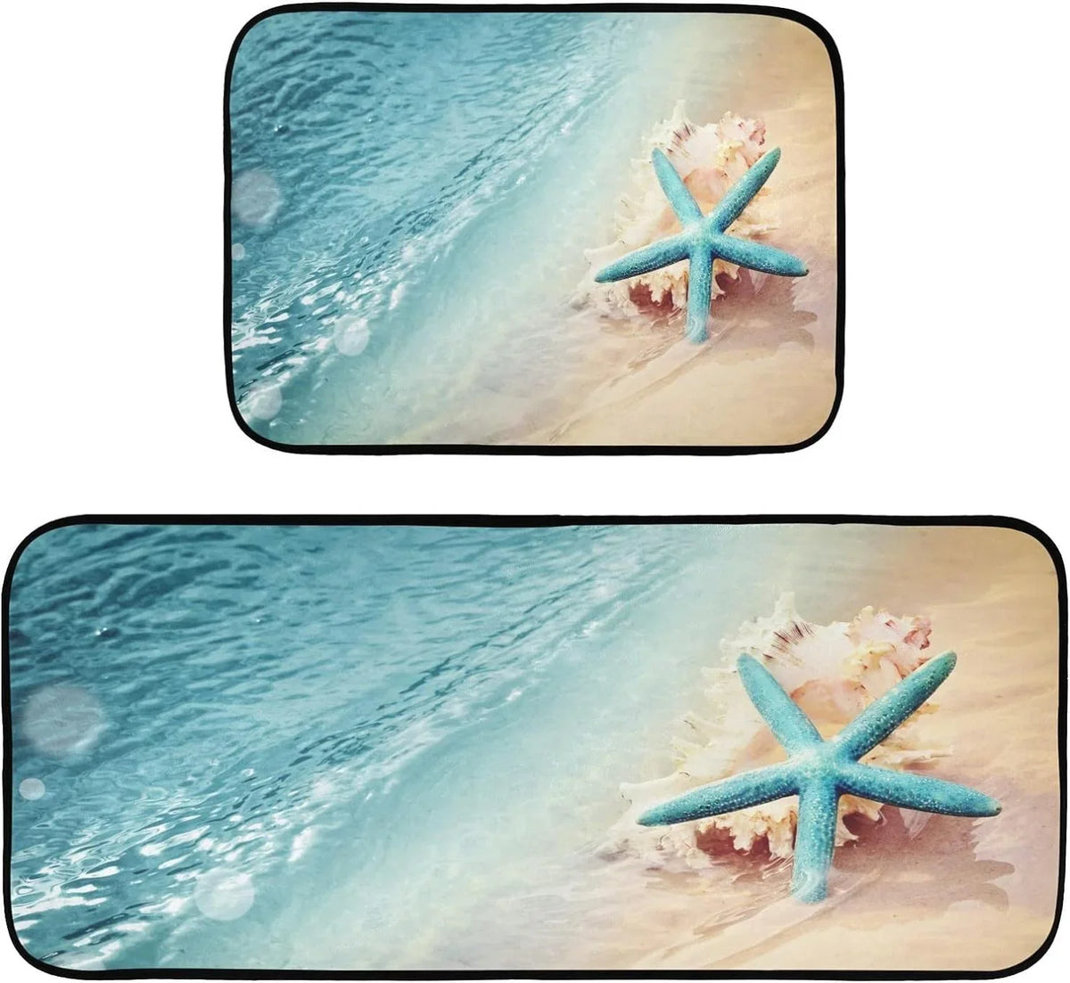 Carpet Summer Kitchen Living Wave Runner Mats 19.7"x27.6" Conch Entryway, Rugs, Sea Beach Room Area + Washable Bedroom Starfish Bestwell and Perfect Floor for 19.7"x47.2" Rug