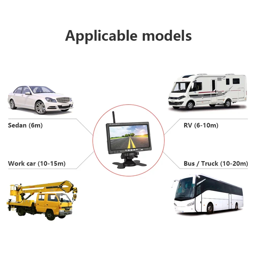 Monitor 7 Rear Car Car Monitor Display Vehicle Parking Visualizer Night Navigation Camera Function Car Assist Monitor Truck Willstar Rear Front Engineering Vision Lcd Inch Wireless Truck