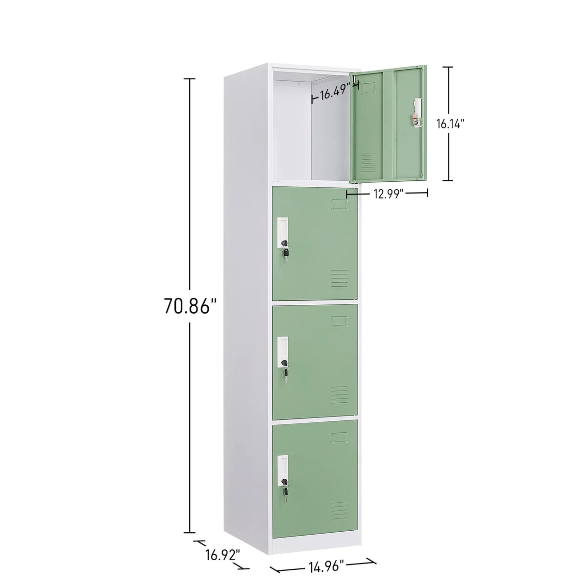 Box, Storage Ouyessir Office School, Lock 71 Lockers Green Locker Cabinet Gym, Metal 4-tier Employee High inches for Home, -