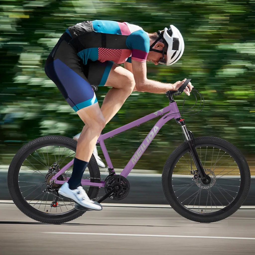 Disc Dual Mountain, Mountain Men's 26-inch Women's Bike, Frame，Purple Bike, City and Brakes, Alloy Magnesium 21-speed HALJEN