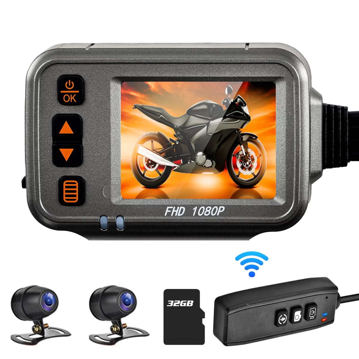 Dash Motorcycle Card Storage - Motorbike Waterproof 1080p Camera Vision Dual Full 32G Included Cam Pinnaco WiFi HD Night