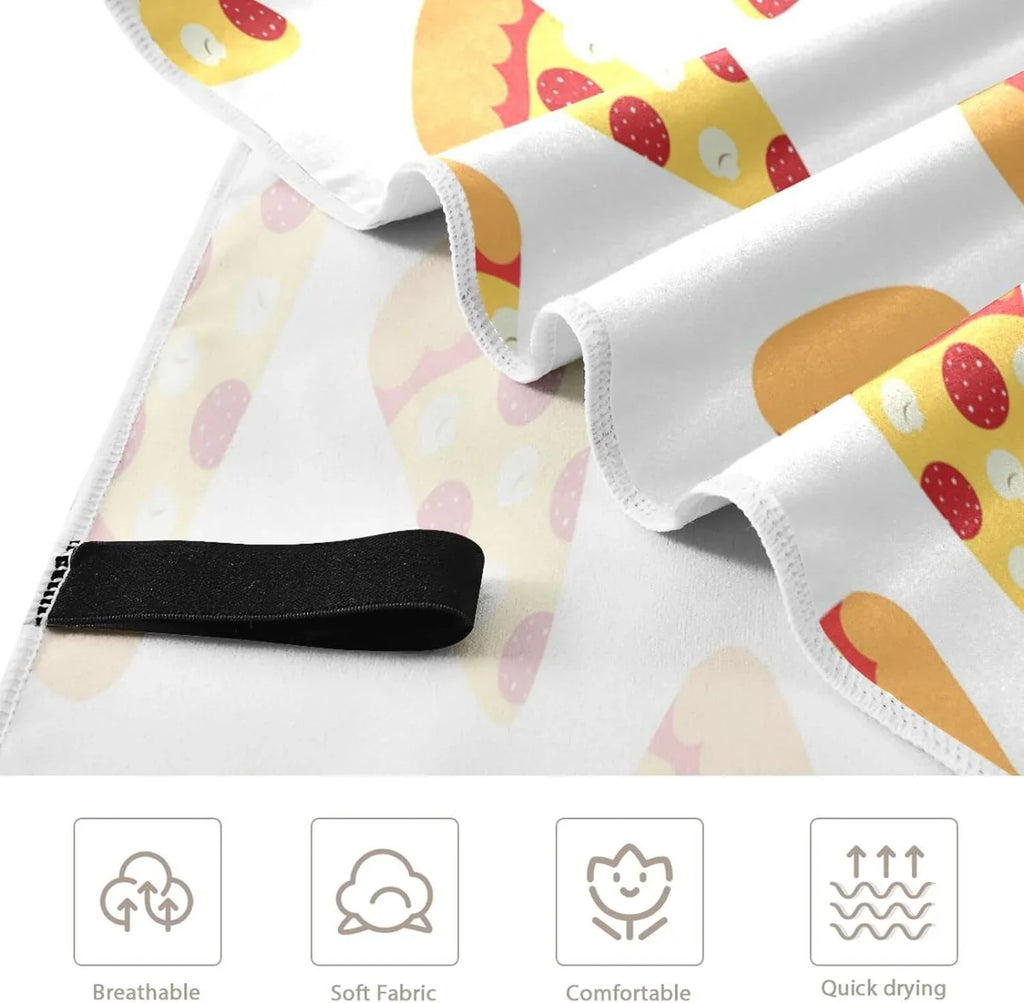 Lightweight Beach - Holiday Slices Towel Absorbent Bestwell Compact Pizza Dry Towels Swimming Super - for Towel Quick Camping （573） Oversized Travel
