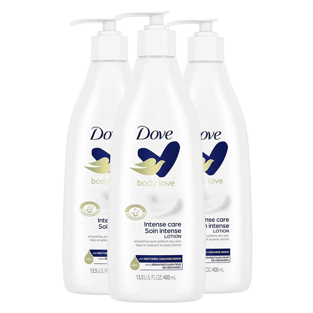 or Oz, Softens Love Dove for Dry 13.5 White, Smoothes, Skin and Rough Lotion 3 Intense Count Body Care Moisturizing