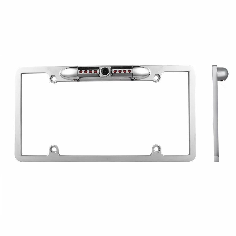 with Vehicle Camera Car Chrome Angle Bright Waterproof Vision Universal Camera View Night Viewing Front Absolute Frame Assist License CAM2100S 170° Plate LEDs Front Security 8 Camera