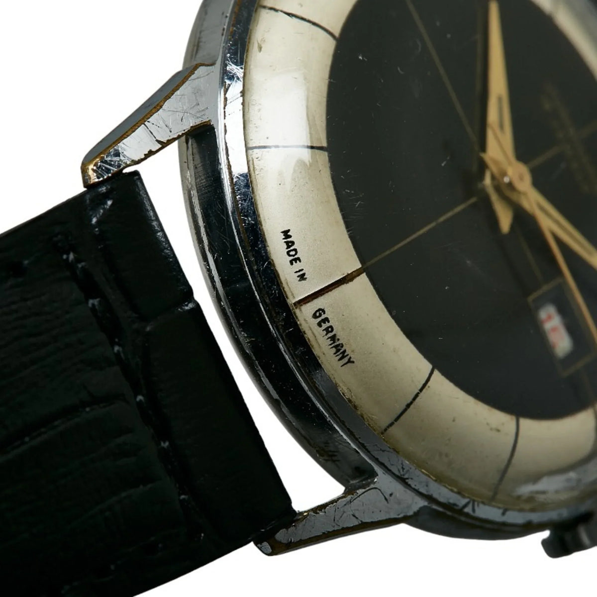 White Winding Pre-Owned External Watch 15JEWELS Junghans Belt JUNGHANS Steel Manual Dial Ladies Black Stainless (Good)