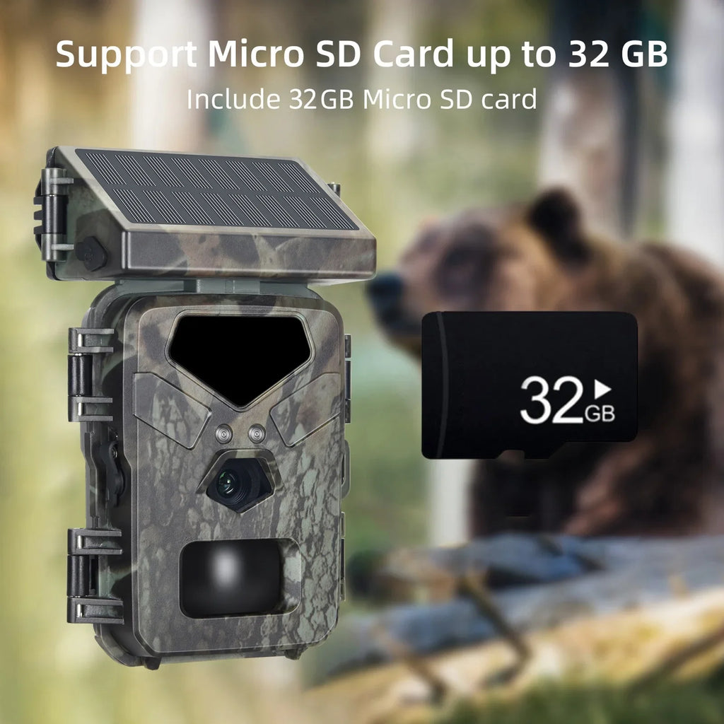 0.3s Vision Trigger Time Recording Trail Motion Activated IP65 Solar with Camera Wildlife Camera Powered Game Waterproof Cam 20MP for 1080P Night Loop Hunting TOMSHOO