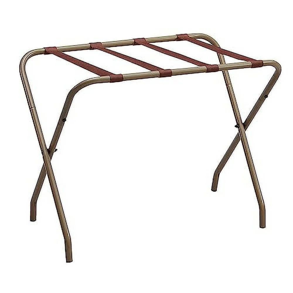 Rack Luggage Furniture Bedroom Brand Foldable Guest Room, Finish for Stand Metal Suitcase - Hotel, Kings Gold