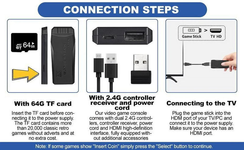 Game 4K and Cards HDMI ps5controller Retro PlayVideo in - 20,000+ playstation5 Game Games Video Plug Retro 64G Output Stick Built Game,4K Stick, Games, Retro Console Wireless Game