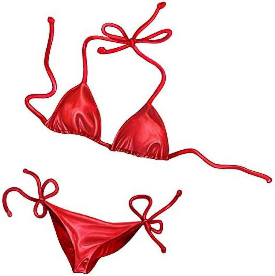 X Porcelain Mosaic Pool Swimming 22") Red Bikini (25"