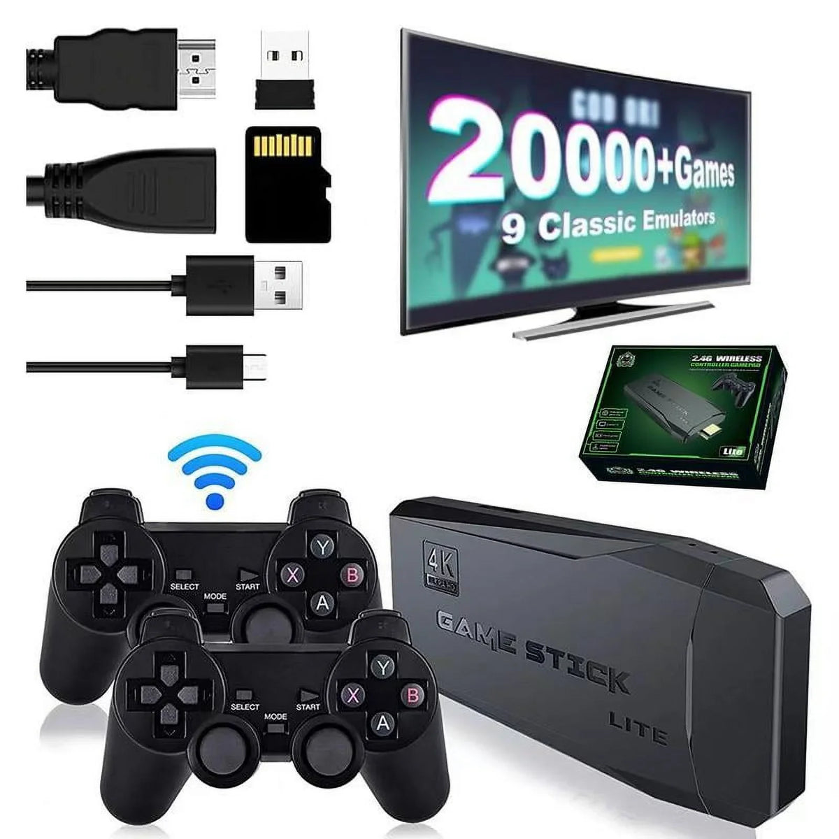 Game 4K and Cards HDMI ps5controller Retro PlayVideo in - 20,000+ playstation5 Game Games Video Plug Retro 64G Output Stick Built Game,4K Stick, Games, Retro Console Wireless Game