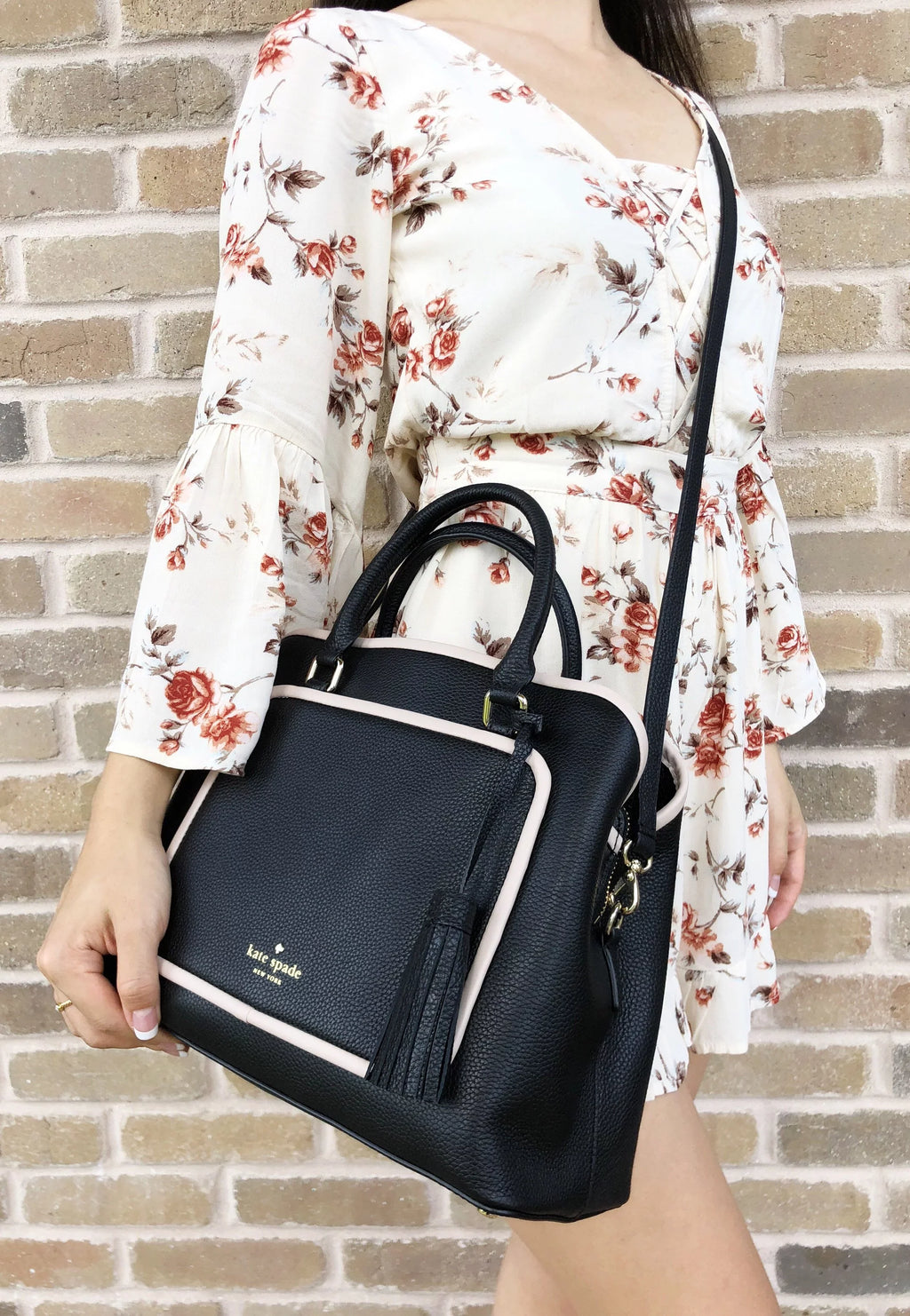 Satchel Spade Place Crossobody Ward Evangelie Kate Bag Tassel Black