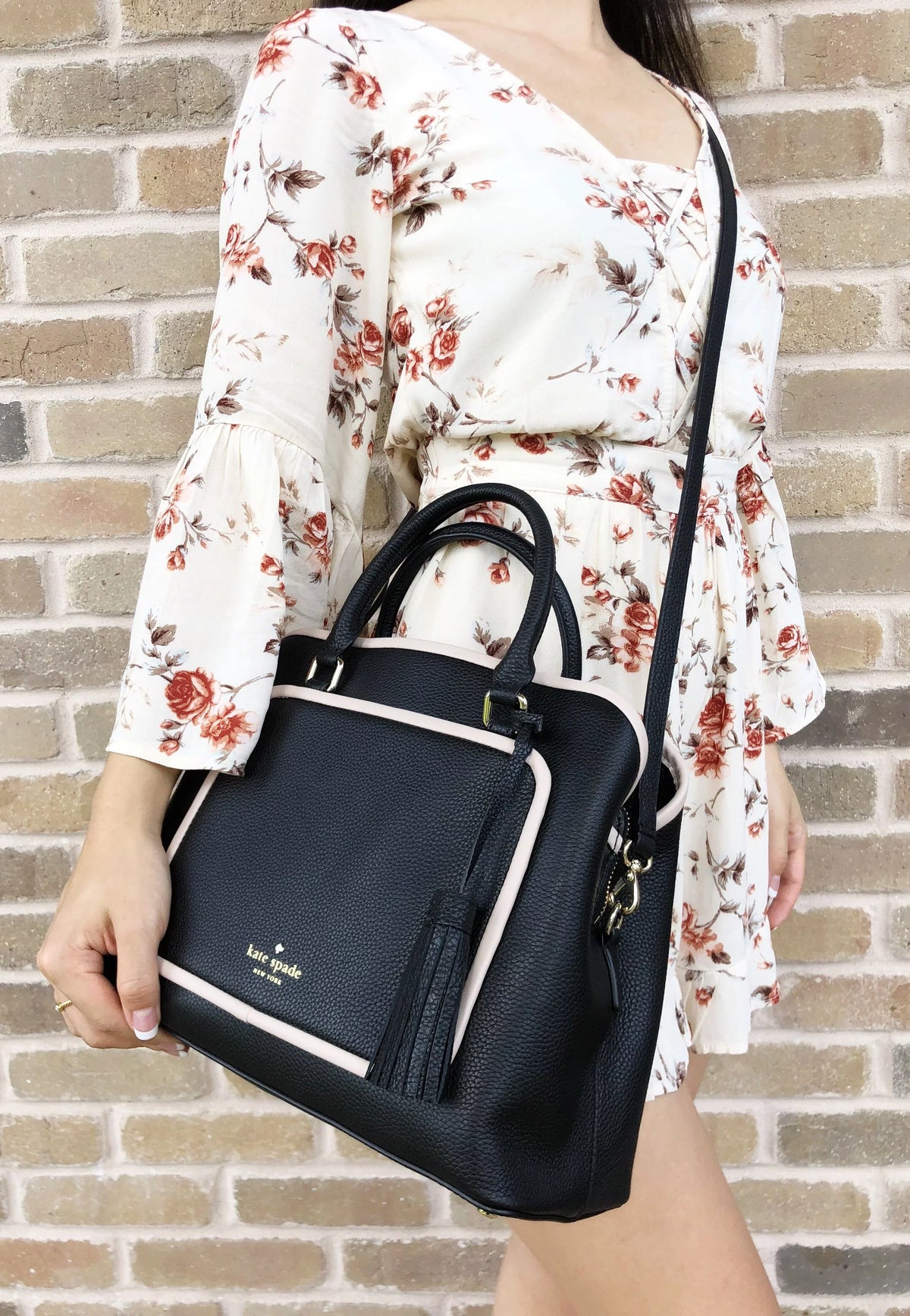 Satchel Spade Place Crossobody Ward Evangelie Kate Bag Tassel Black