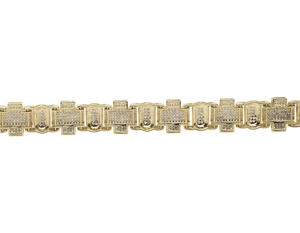 4.5ct 8" Yellow Cross Link Diamond Genuine Statement Bracelet Gold Men's 10K Pave