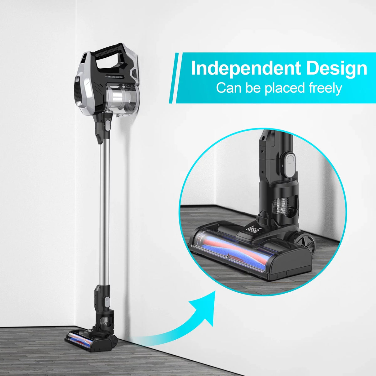 Suction INSE Vacuum Cleaner, Pet 1 Vacuum 15Kpa Runtime, Powerful Handheld 180W Stick for Hair 3 Cleaner, in Carpet Thin 40min Cleaner Floor Hard to Up Cordless Vacuum