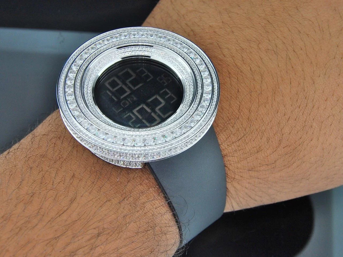 Custom Watch Com ct Rodeo 15 Mens KC White Joe JoJino Simulated Techno Diamond