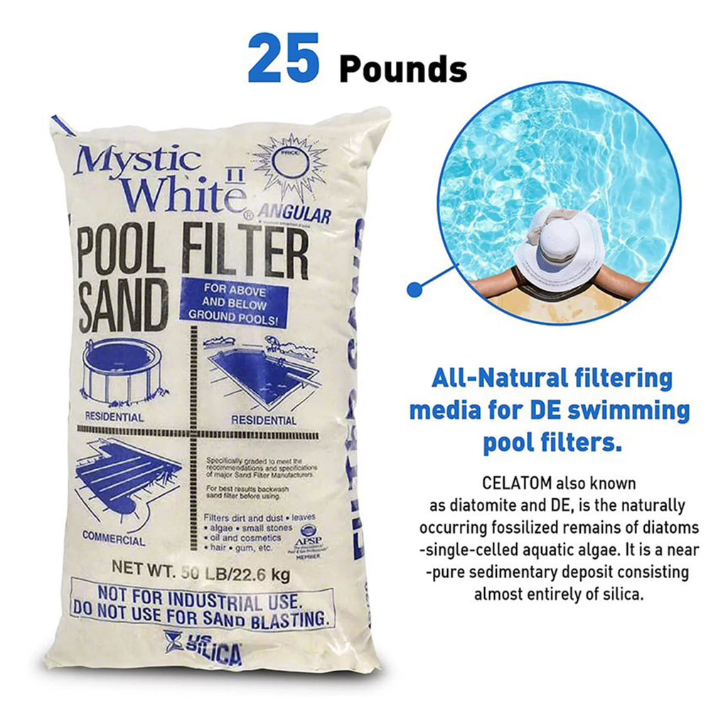 Pool U.S. (2 II Silica Pack) White Sand, Filter Swimming White 50lbs Mystic