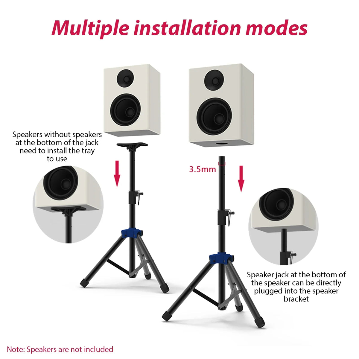 point Studio Base Heavy for Stand with Bracket, Three Speaker Duty Speakers Telescoping Carevas Height, Triangle