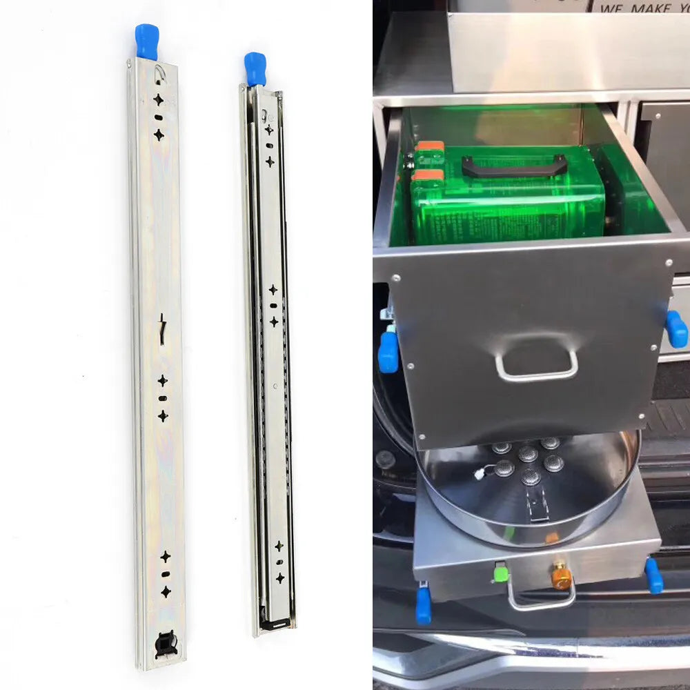 Duty Extension Lock 24"Inch Runner Draw Trailer Drawer Full Fridge Slides Heavy