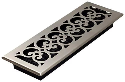 SPH414-NKL 4x14, Nickel Finish Decor Floor Register, Brushed Grates
