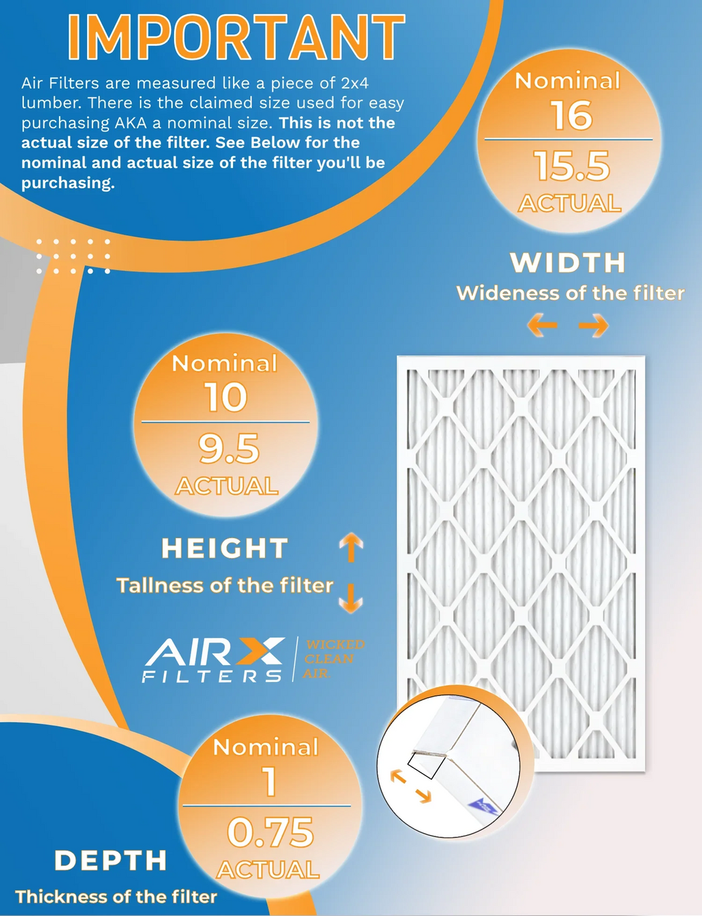Air 5 & FILTERS FPR MPR Filters - by of Furnace AIRX Comparable in AIR. to 10x16x1 12 Filter 8 USA WICKED CLEAN 700 Rating, Pack MERV Made