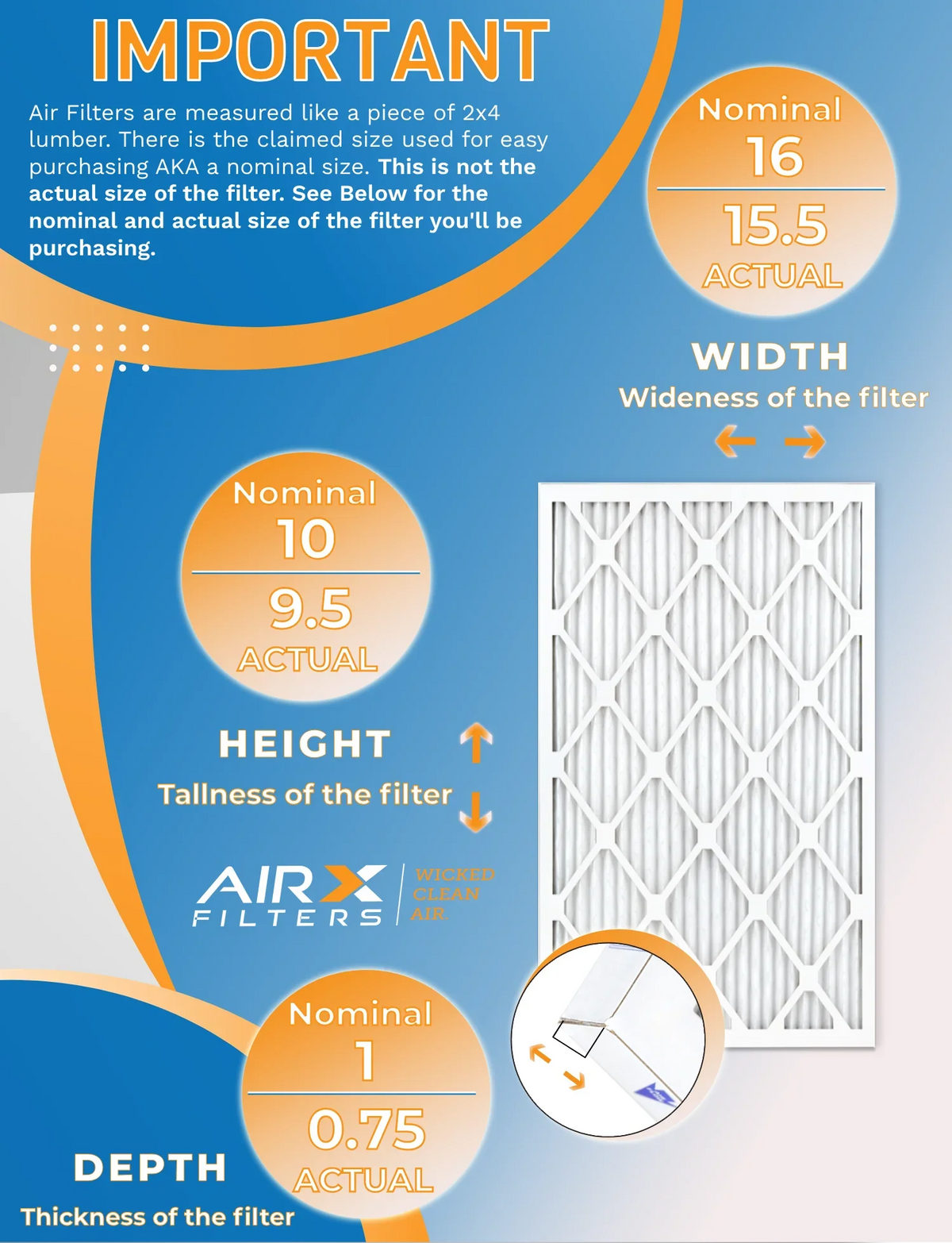 Air 5 & FILTERS FPR MPR Filters - by of Furnace AIRX Comparable in AIR. to 10x16x1 12 Filter 8 USA WICKED CLEAN 700 Rating, Pack MERV Made