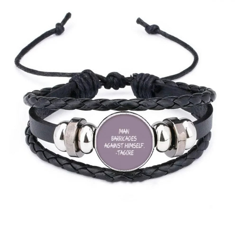 People Rope Aganist Healing Woven Barricades Wristband Leather Qoutes Braided Bracelet Famous Himself