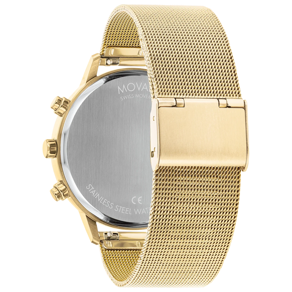 Mesh Gold Face Case, Dial 3640052 43MM Ion-Plated Movado Steel Band Grey Watch Yellow