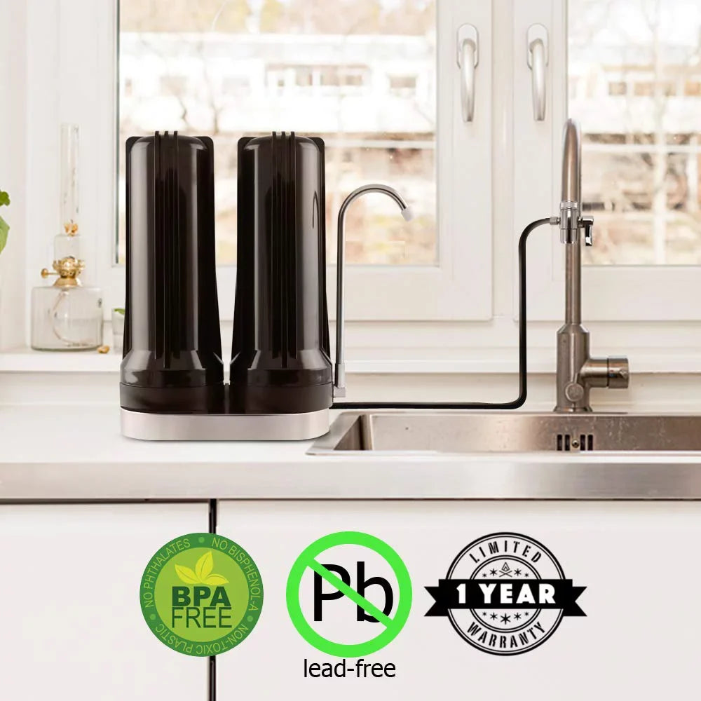 and Easy Filter, Chlorine Bad Filter Filter, Install Up of Faucet Reduces and Taste Water Heavy Metals, Dual to Mineral Water 99% Water pH Countertop - - Carbon Black Alkaline