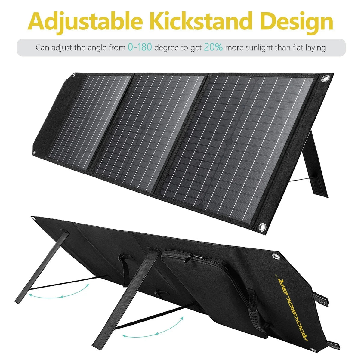 Charger Solar 60W Foldable Battery Panel, Solar USB 12V Portable ROCKSOLAR