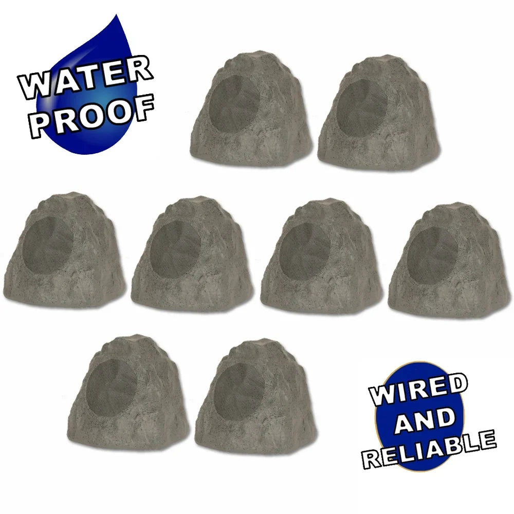 Set 8R8SG 8" Pool Spa 8 Outdoor Yard Rock Slate Deck Speaker for Garden Solutions Theater