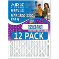 FILTERS - & - by 12 Filters Pack AIR. USA MERV AIRX 9 to Rating, of 2200 MPR Furnace Made 13 CLEAN 12x24x1 Air WICKED in FPR Comparable 1500 Filter
