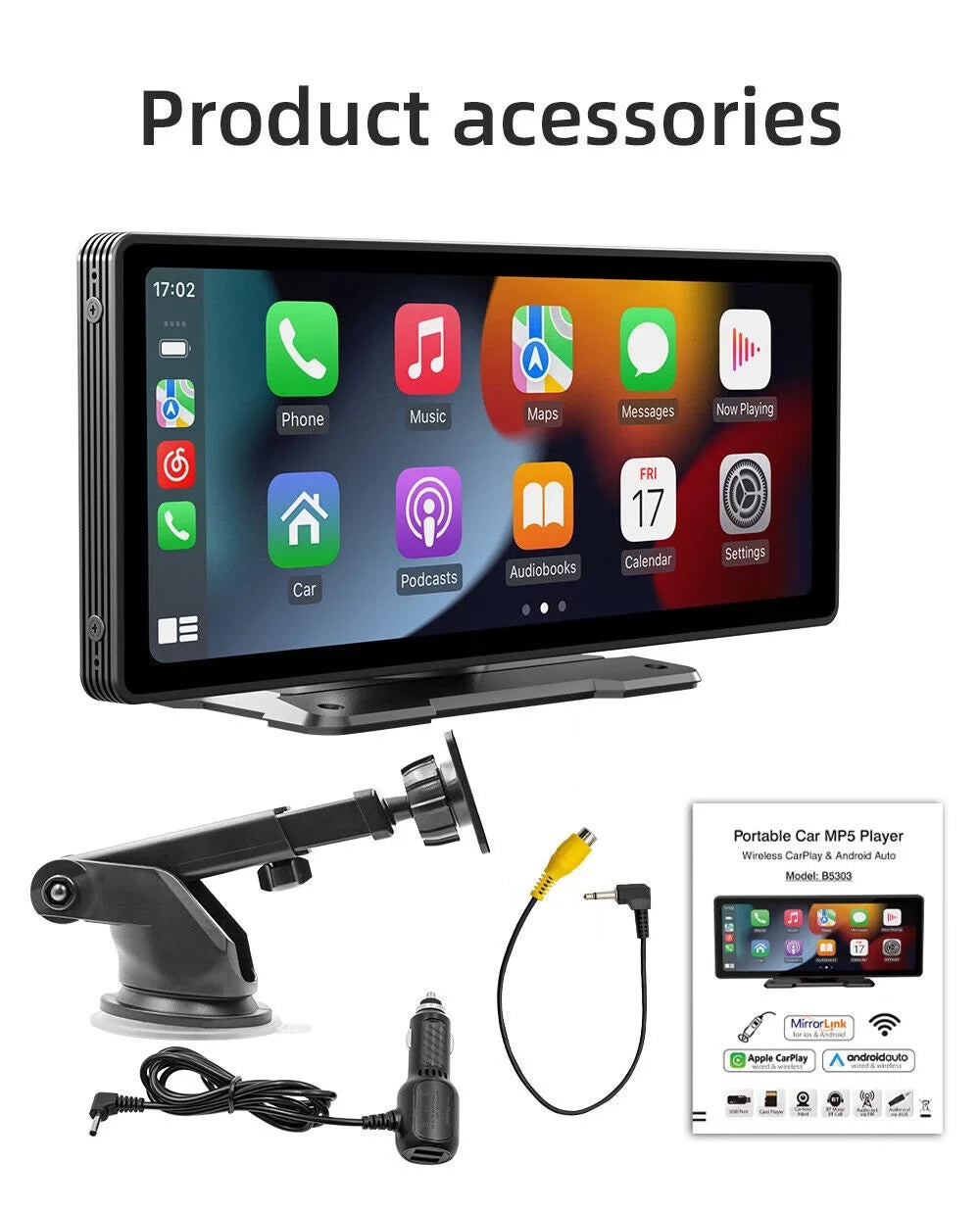 Control,AUX Link, Portable & Radio Android Cable Vehicles Car 10.26" Stereo Car Wireless Bluetooth5.0, Voice Navigation, Apple Touchscreen, CarPlay Maps Mirror Auto,