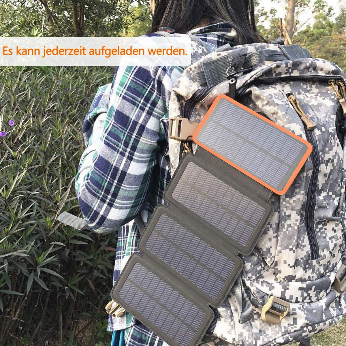Bank Camping Hiking Charger 30000mAh (Orange) Solar Portsfor with 5V Solar 4 Portable Light Panels, LED SOLPOWBEN Dual USB Flashlight, Outdoor Power