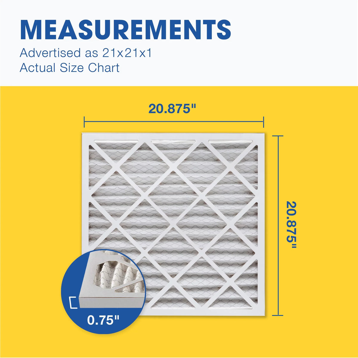 Pack AC 8 Air Filter, Pleated Filter, Aerostar Air 21x21x1 Furnace MERV 6