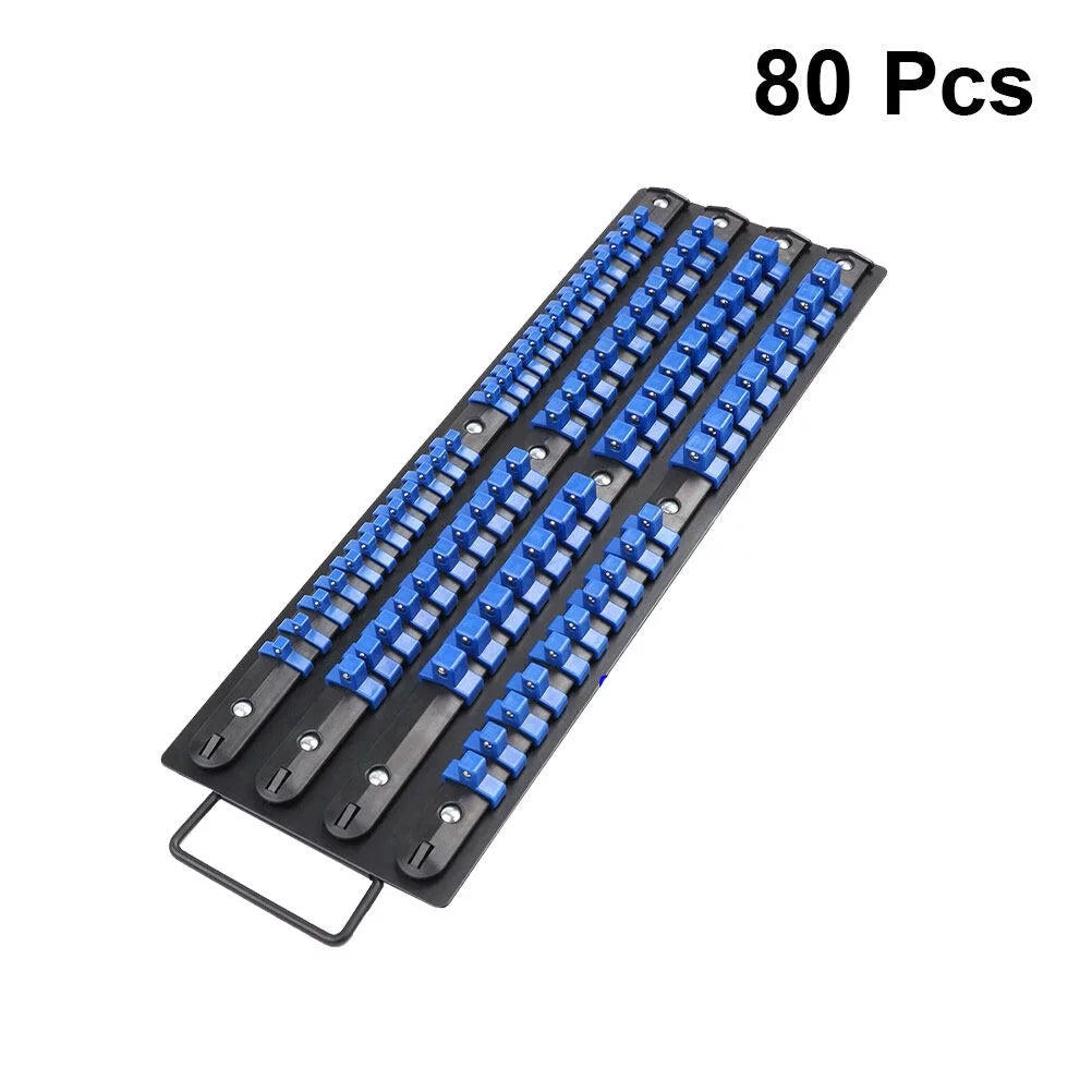 HEMOTON Holder Socket Sliding Rack Mountable Industrial Rail Organize Wrench Socket ABS Storage 80