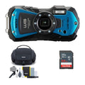 Compact WG-90 Memory (Blue) PENTAX Kit 64GB Accessory with Cleaning Bundle Card and Bag Camera