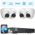 Pcs Wired Security System Channel Human PoE Vision, HDD, Detection with PoE Outdoor 8 Night ONWOTE Cameras, for NVR 6MP Business 8CH Home System, Vehicle IP AI 122° Camera Color 2TB 4K 4K 4