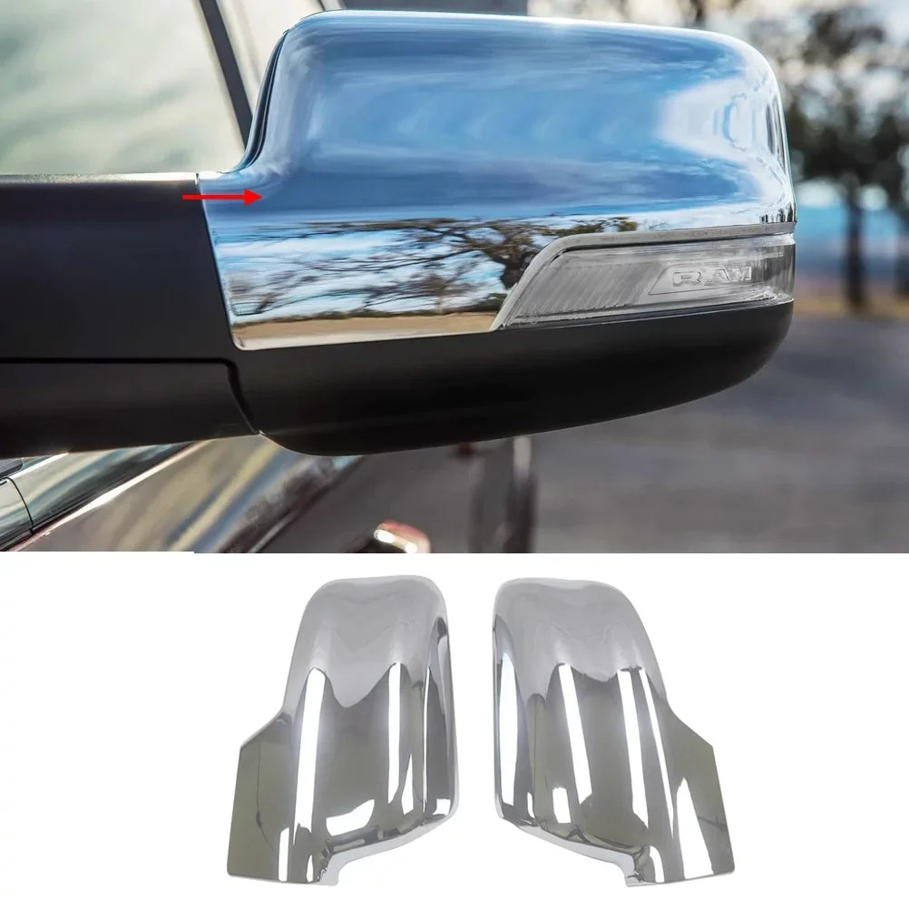 Rear 2019-2023 for Mirrors Guard Dodge View Cover NINTE Side Chrome Ram 1500