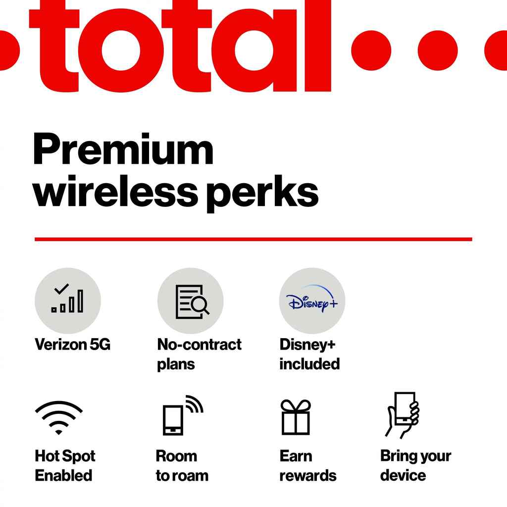 By Verizon Plus, Prepaid Smartphone Black Total iPhone - 128GB, Apple 15