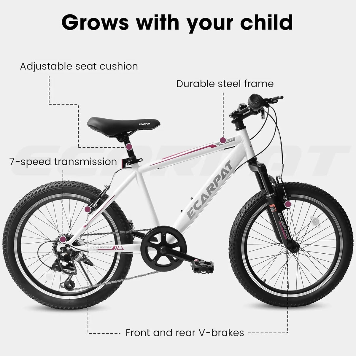 Wheel, 20 Girls Child Mountain Bike Kids’ 7-Speed, Inch Bike 20 Ecarpat Kids’ Inch Boys Bicycles