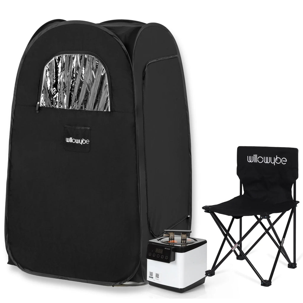 Home Control, Tent, (Black) Steam Spa Steamer, Personal Sauna Portable Body | Foldable Bluetooth with Chair