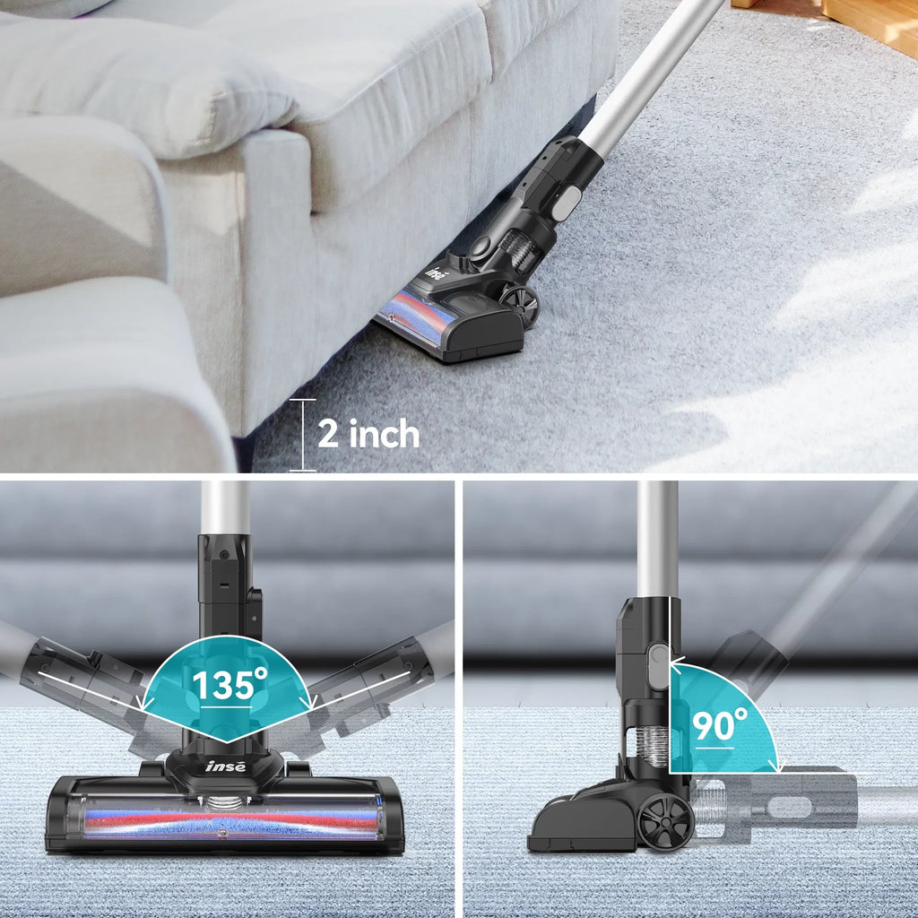 Suction INSE Vacuum Cleaner, Pet 1 Vacuum 15Kpa Runtime, Powerful Handheld 180W Stick for Hair 3 Cleaner, in Carpet Thin 40min Cleaner Floor Hard to Up Cordless Vacuum