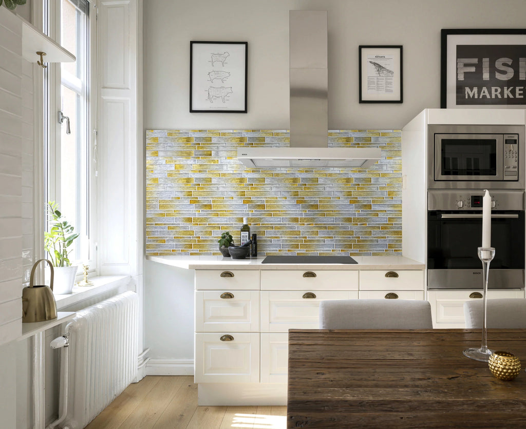 Silver/Gold Case) 12 ft. sq. (5 / Glass Tiles Interlocking - in. 12 Mosaic Wall in. Foil x WS Tile