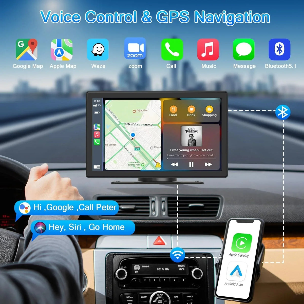 Carplay Camera Play DVR, Touch Car 2.5K Apple Receiver, Screen Navigation, Audio Stereo, Car Mate Cam,1080p Drive Carplay Car Player Inch Multimedia Dash Wireless Radio Backup 9