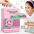 ATM (Pink/Silver) Toy Coin Kids Password Bank for ATM Boys Cash Adult Bank Gifts Electronic Savings Machine Real Money Box Safe Digital Money Girls Piggy Savings Kids Saving Mini