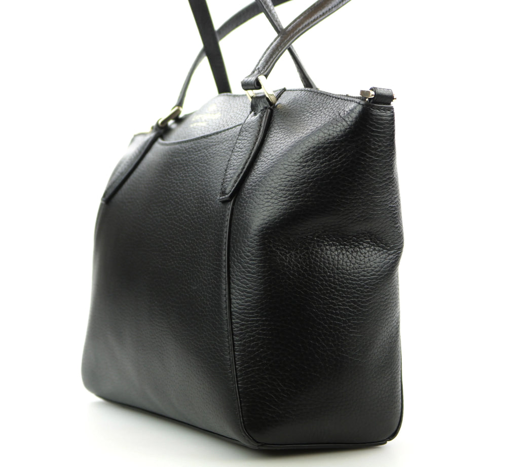 Pebbled Bag Crossbody Spade Handbag Leather Black Satchel Monica Medium Kate