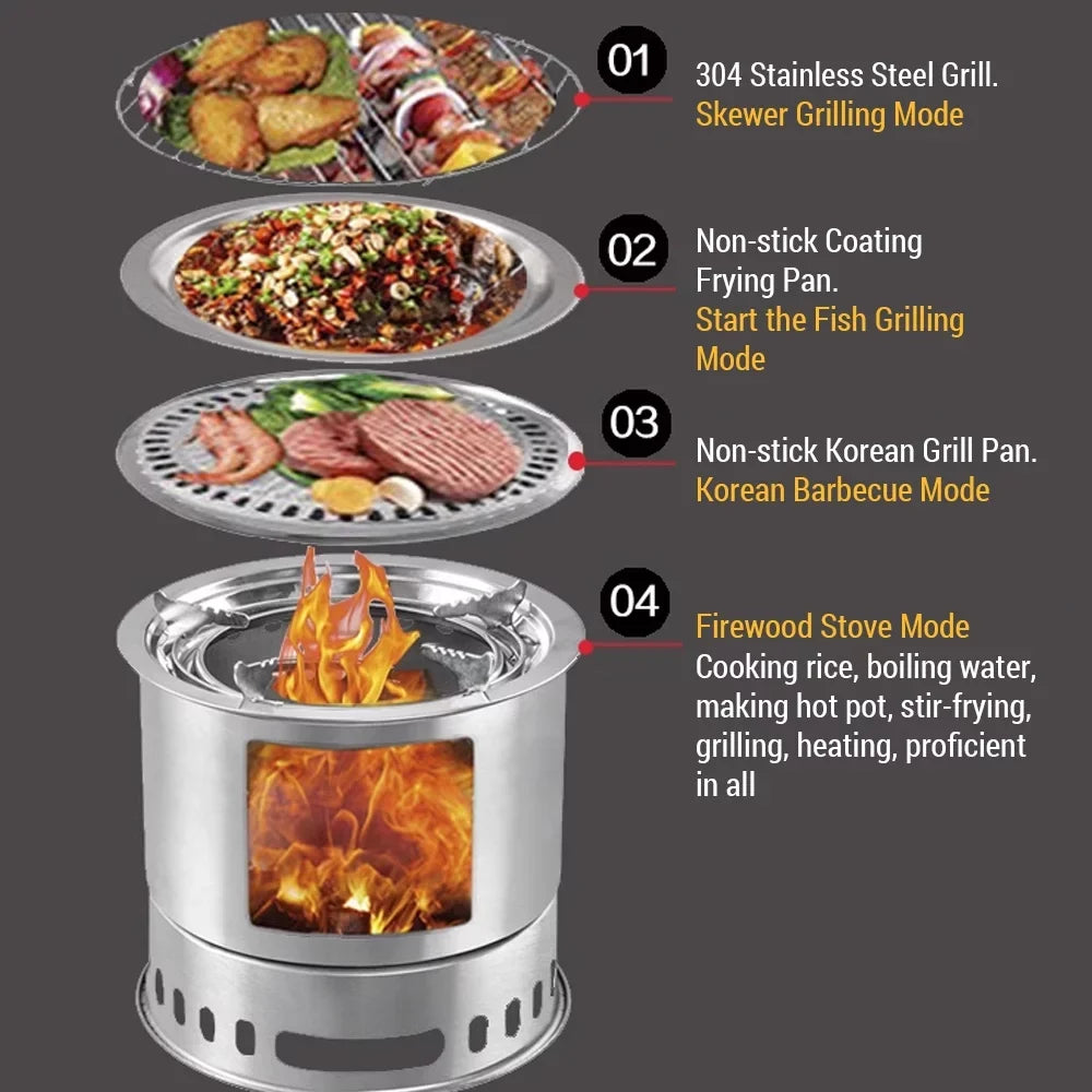 4 Backpacking Wood for Versatile Activities Camping Stove In and Picnic Cooking Stove Camping Portable Reliable 1 Equipment for Multi-functional - Nebublu