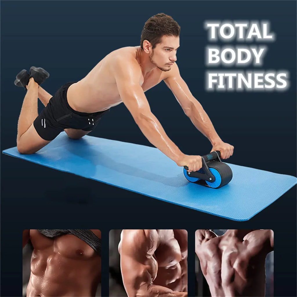 with Exercise, Ergonomic Wheel Mat Knee with Handle Core Assistance and for AB Equipment with Workout Springs Resistance Abdominal Roller Rebound Automatic