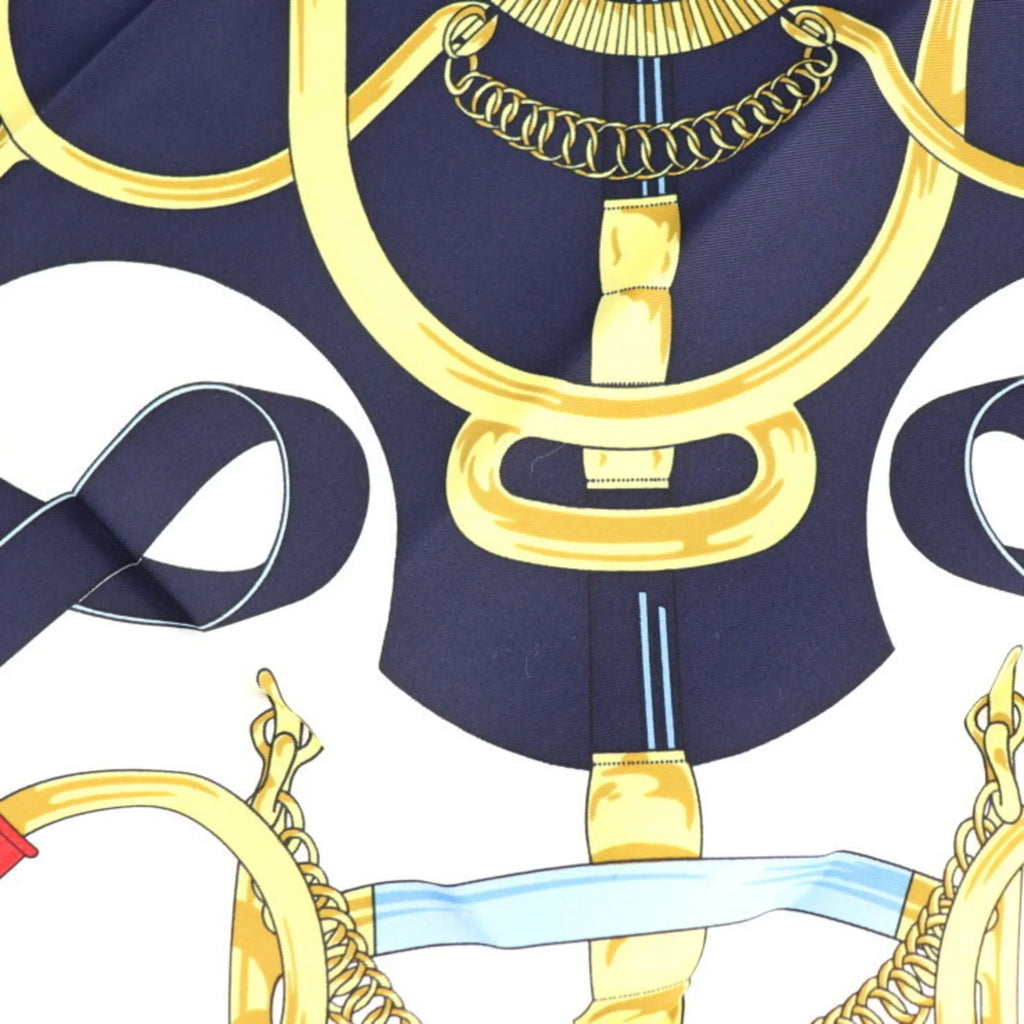 Spurs d’or (Like Carre90 Scarf Blue Eperon Pre-Owned Multicolor Silk Golden New) HERMES