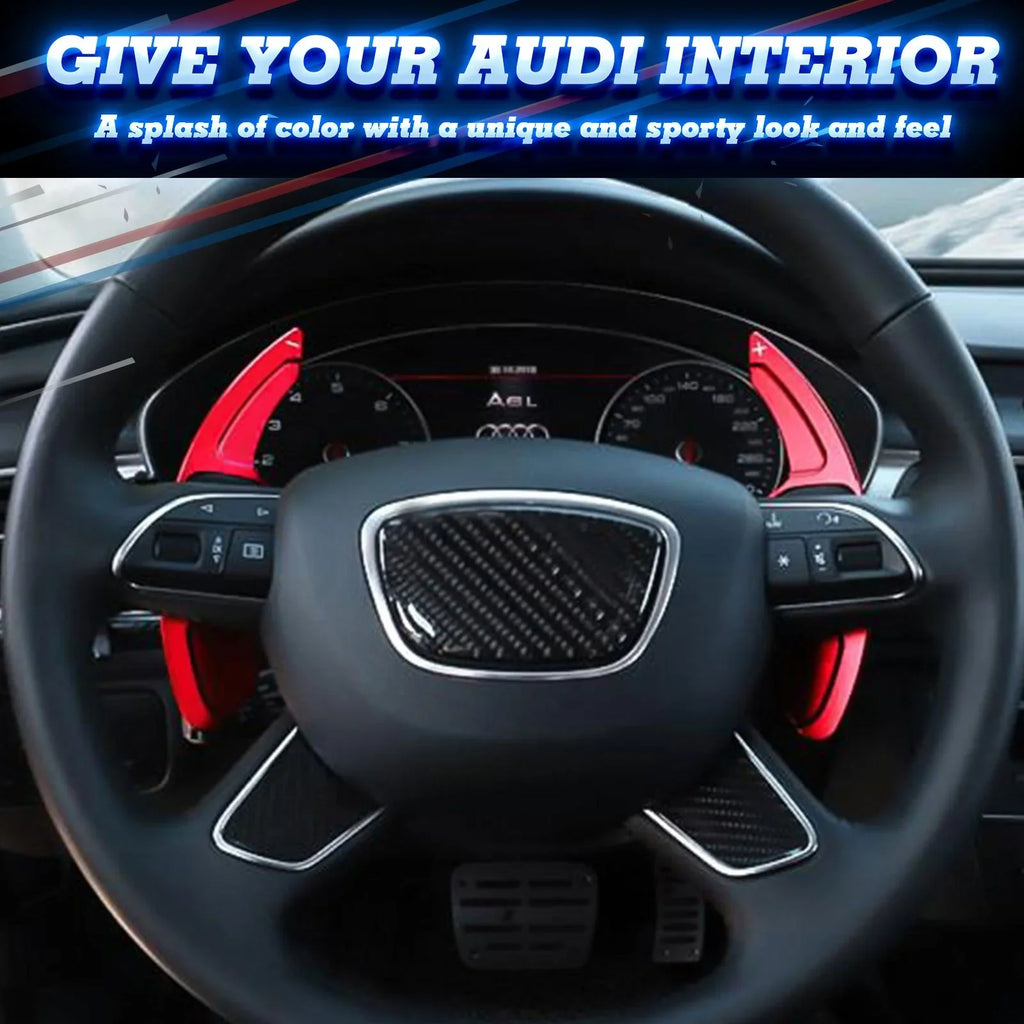 With Wheel Q3 Cover A8 Tech S5 A7 A6 SQ5 RS6 Shifter Q7 A5 S7 Audi (Red) S8 Q5 A3 Compatible Steering Trim, Aluminum RS3 Paddle CNC S6 A4 Xotic S4 Alloy, S3